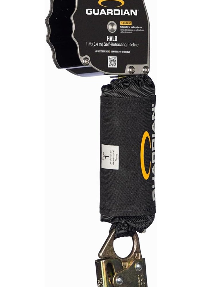 Guardian Fall Protection 10900 Halo Web Self-Retracting Lifeline - 11 ft Nylon Webbing with Carabiner and Swivel Top - Image 1